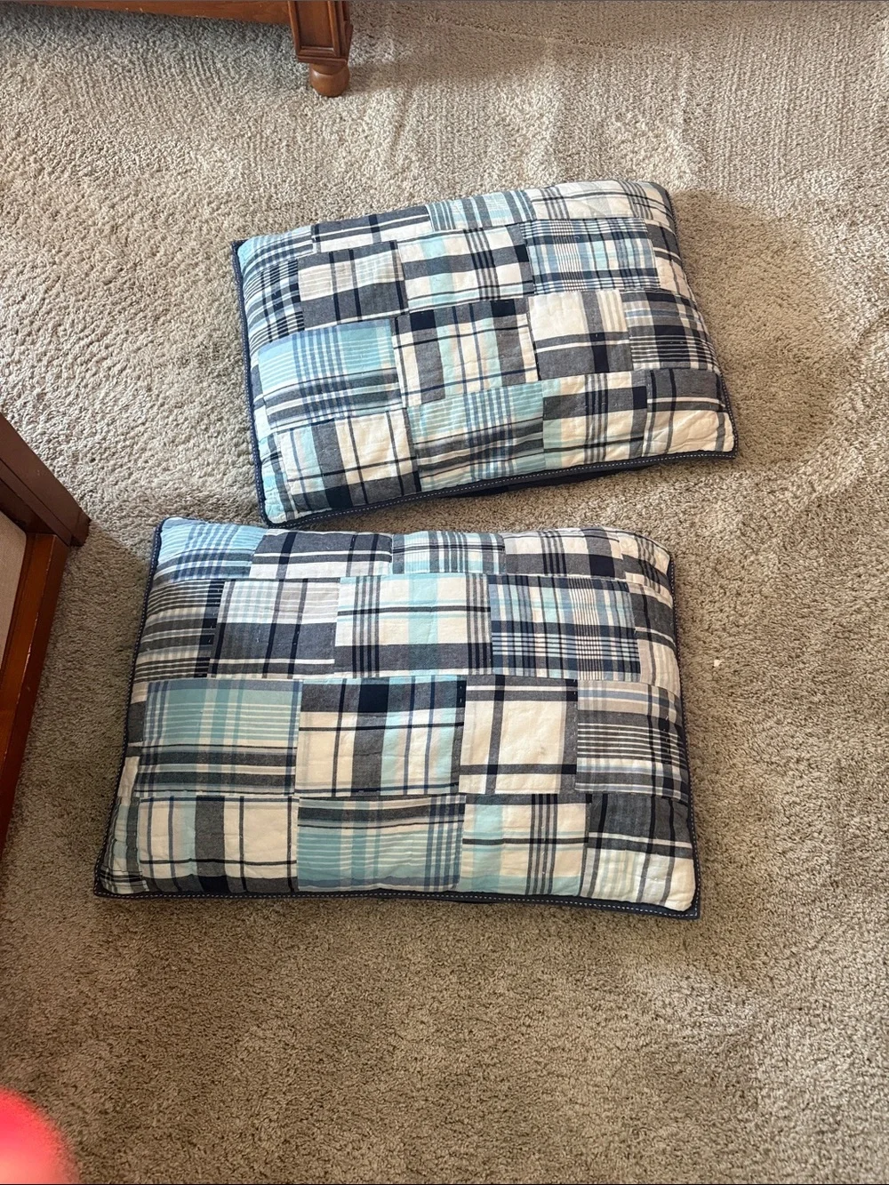 Pottery Barn Kids Queen  Patchwork Quilt Set in Blue and White - Home Bedding
